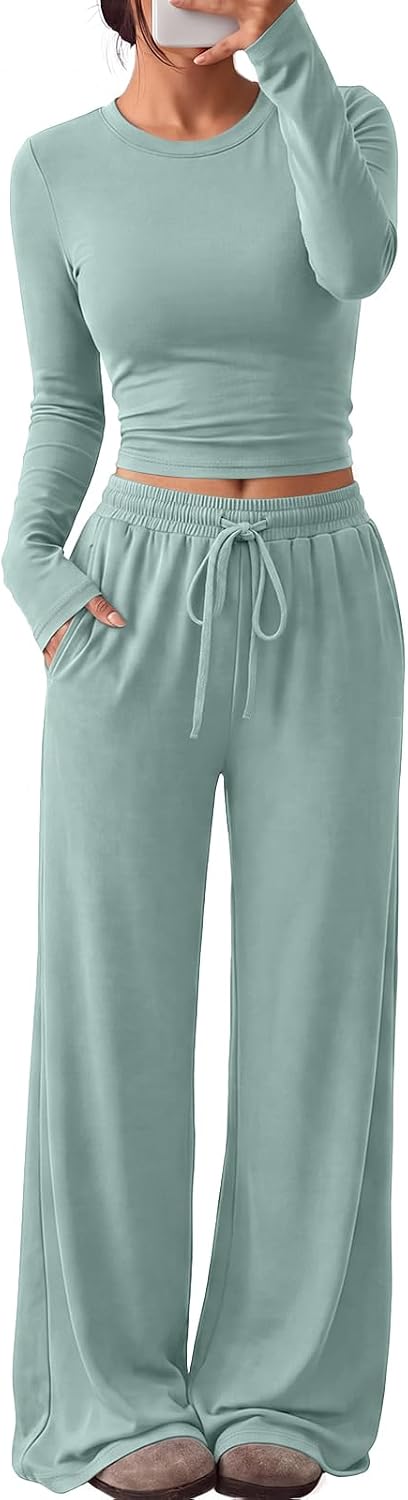 Trendy Queen Women's 2 Piece 2026 Fall Fashion Lounge Set with Pockets
