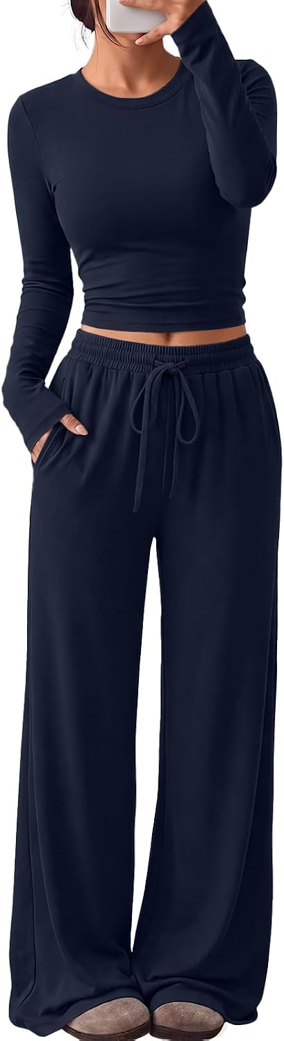 Trendy Queen Women's 2 Piece 2026 Fall Fashion Lounge Set with Pockets