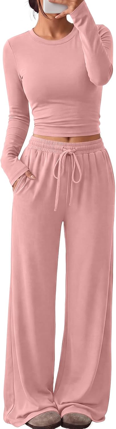 Trendy Queen Women's 2 Piece 2026 Fall Fashion Lounge Set with Pockets