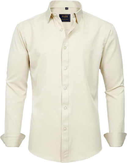 J.VER Men's Dress Shirts Solid Long Sleeve Stretch Wrinkle-Free Formal Shirt Business Casual Button Down Shirts
