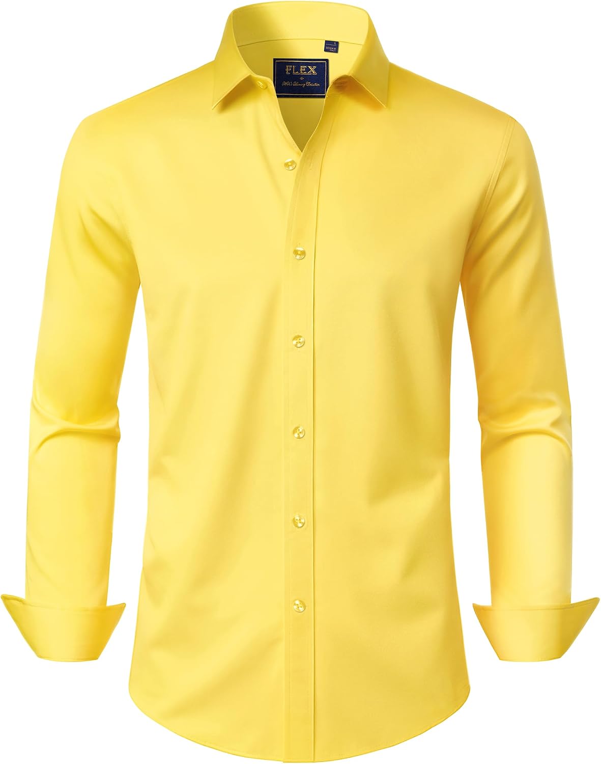J.VER Men's Dress Shirts Solid Long Sleeve Stretch Wrinkle-Free Formal Shirt Business Casual Button Down Shirts