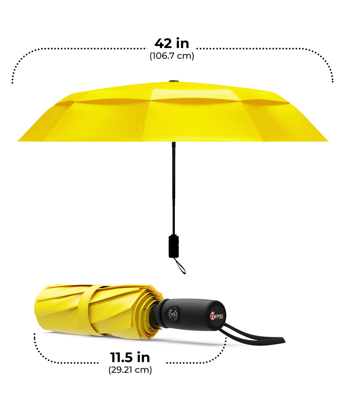 Windproof Travel Umbrella - Compact & Withstands Winds up to 100MPH, Strongest Premium Auto Folding Umbrella for Rain and Sun - Durable, Light & Portable for Women & Men, Fits Backpack & Cars