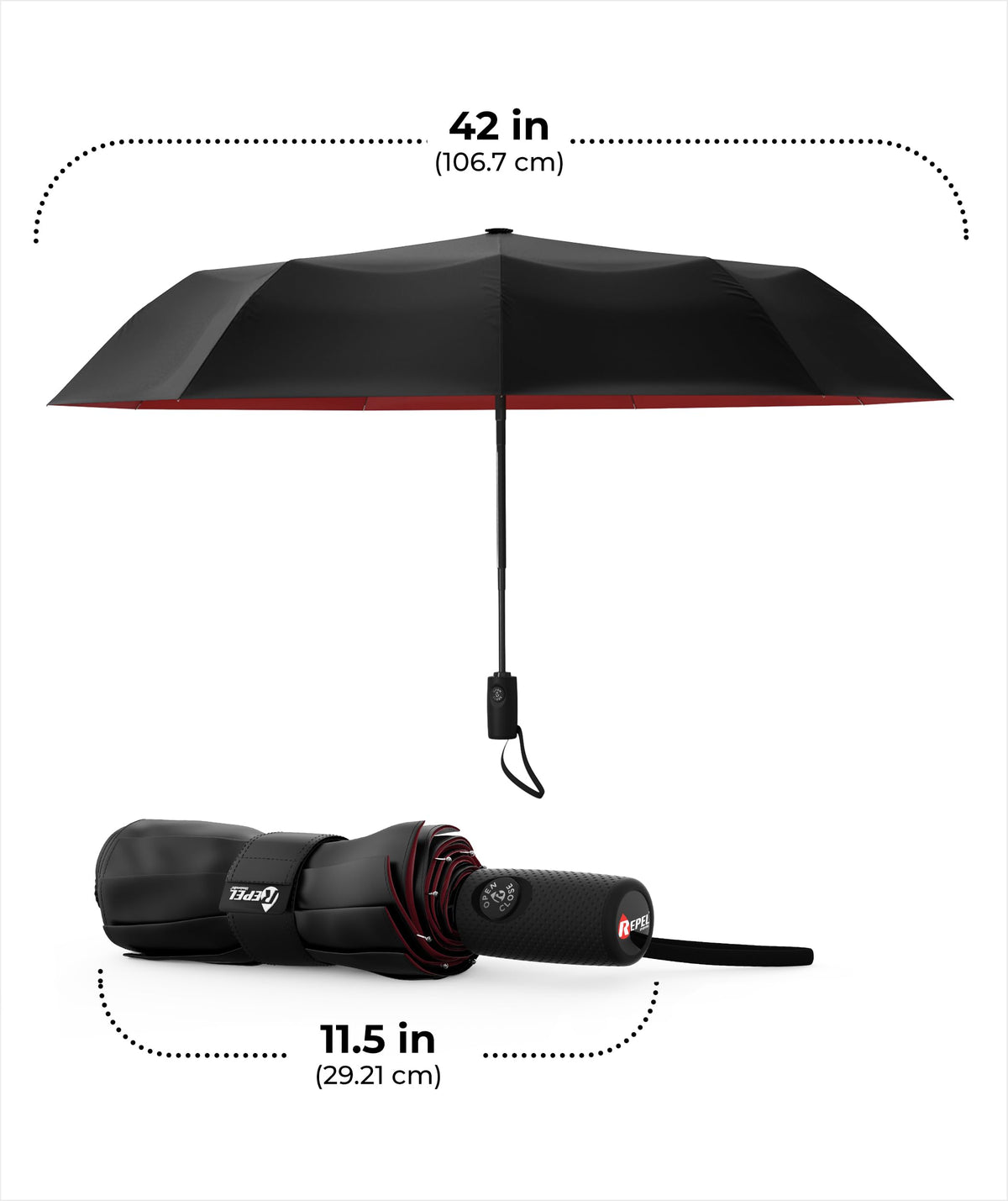 Windproof Travel Umbrella - Compact & Withstands Winds up to 100MPH, Strongest Premium Auto Folding Umbrella for Rain and Sun - Durable, Light & Portable for Women & Men, Fits Backpack & Cars