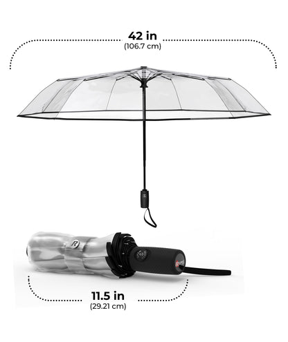 Windproof Travel Umbrella - Compact & Withstands Winds up to 100MPH, Strongest Premium Auto Folding Umbrella for Rain and Sun - Durable, Light & Portable for Women & Men, Fits Backpack & Cars