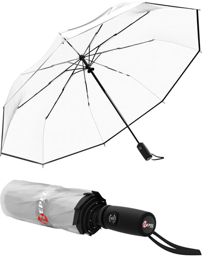 Windproof Travel Umbrella - Compact & Withstands Winds up to 100MPH, Strongest Premium Auto Folding Umbrella for Rain and Sun - Durable, Light & Portable for Women & Men, Fits Backpack & Cars