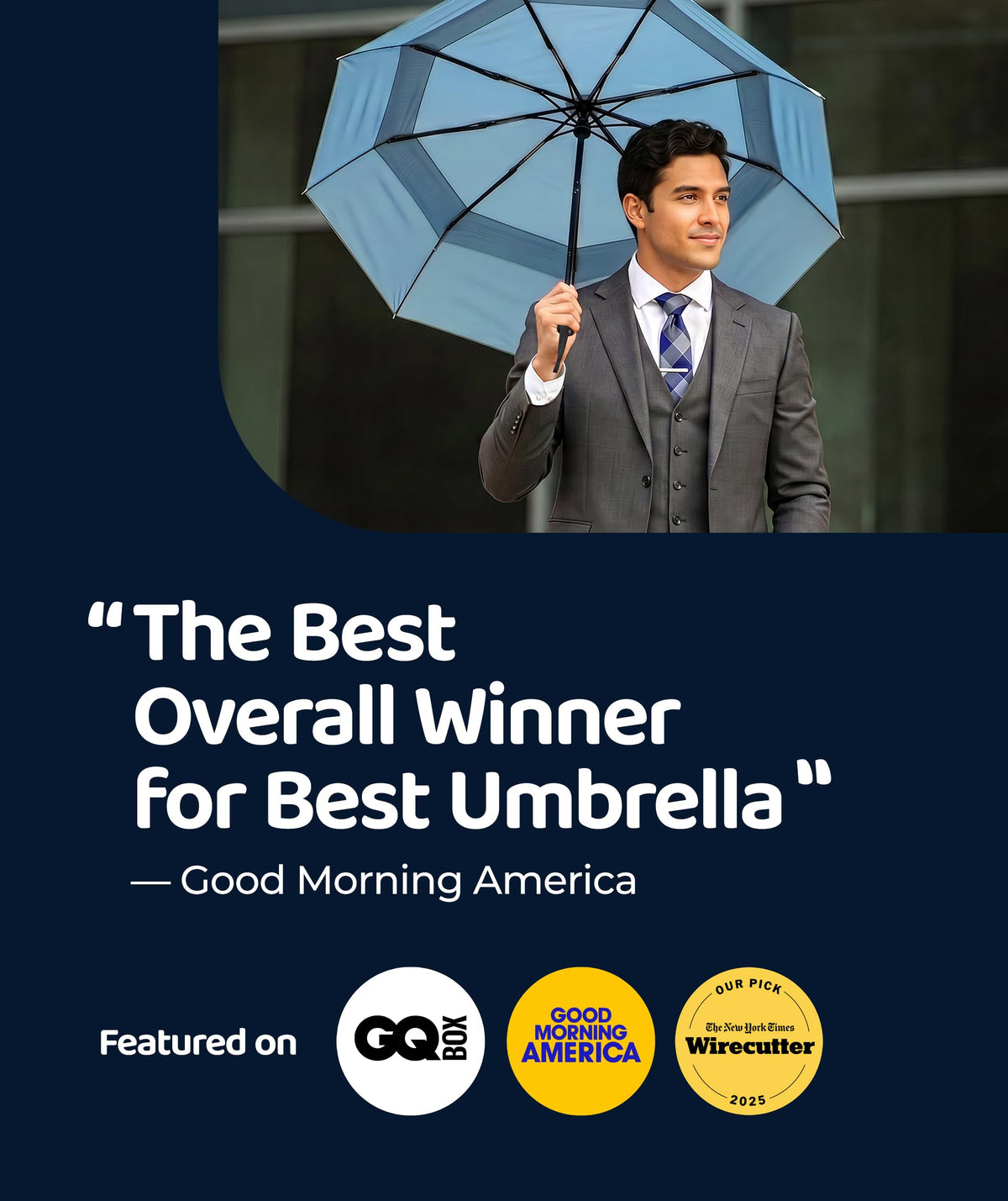 Windproof Travel Umbrella - Compact & Withstands Winds up to 100MPH, Strongest Premium Auto Folding Umbrella for Rain and Sun - Durable, Light & Portable for Women & Men, Fits Backpack & Cars