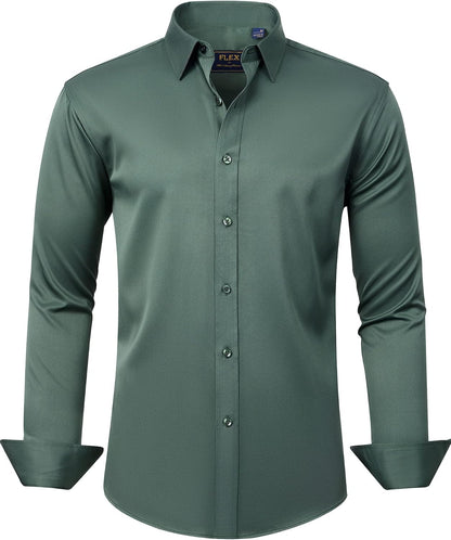 J.VER Men's Dress Shirts Solid Long Sleeve Stretch Wrinkle-Free Formal Shirt Business Casual Button Down Shirts