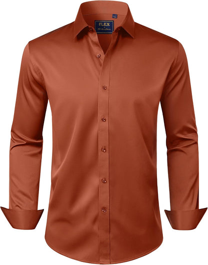 J.VER Men's Dress Shirts Solid Long Sleeve Stretch Wrinkle-Free Formal Shirt Business Casual Button Down Shirts