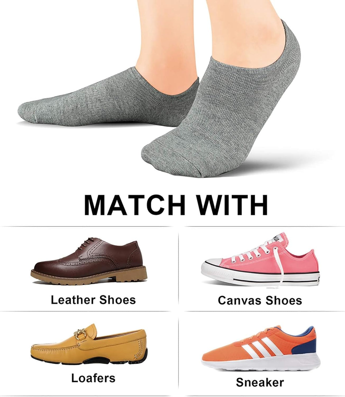 wernies No Show Socks Women Low Cut Ankle Socks Non Slip 4/8 Pairs