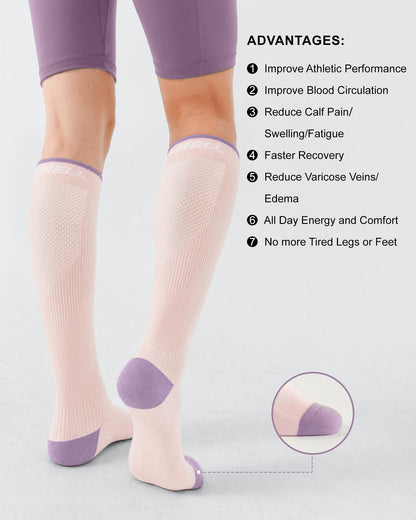 FITRELL 3 Pairs Compression Socks for Women and Men 20-30mmHg-Circulation Support Socks