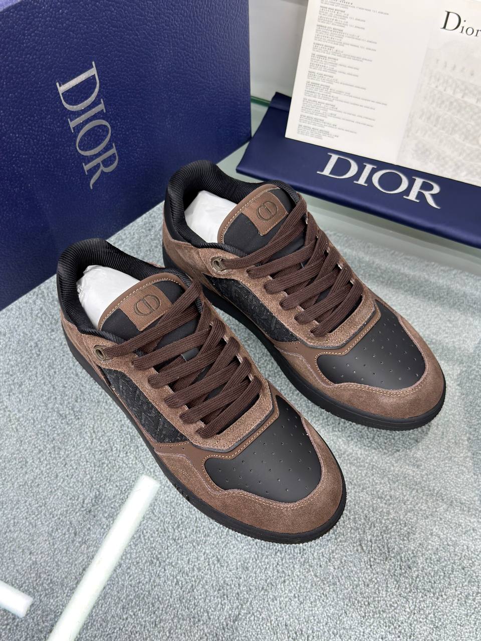 Dior Men B27 Low-Top Sneaker - Kahverengi/Siyah